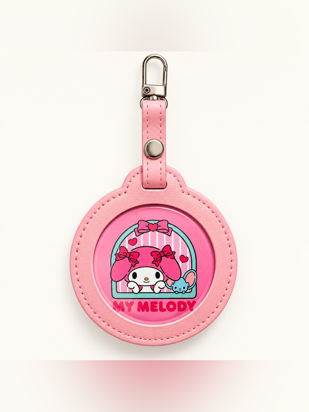 Pink Character Bag Tag with Metal Clip